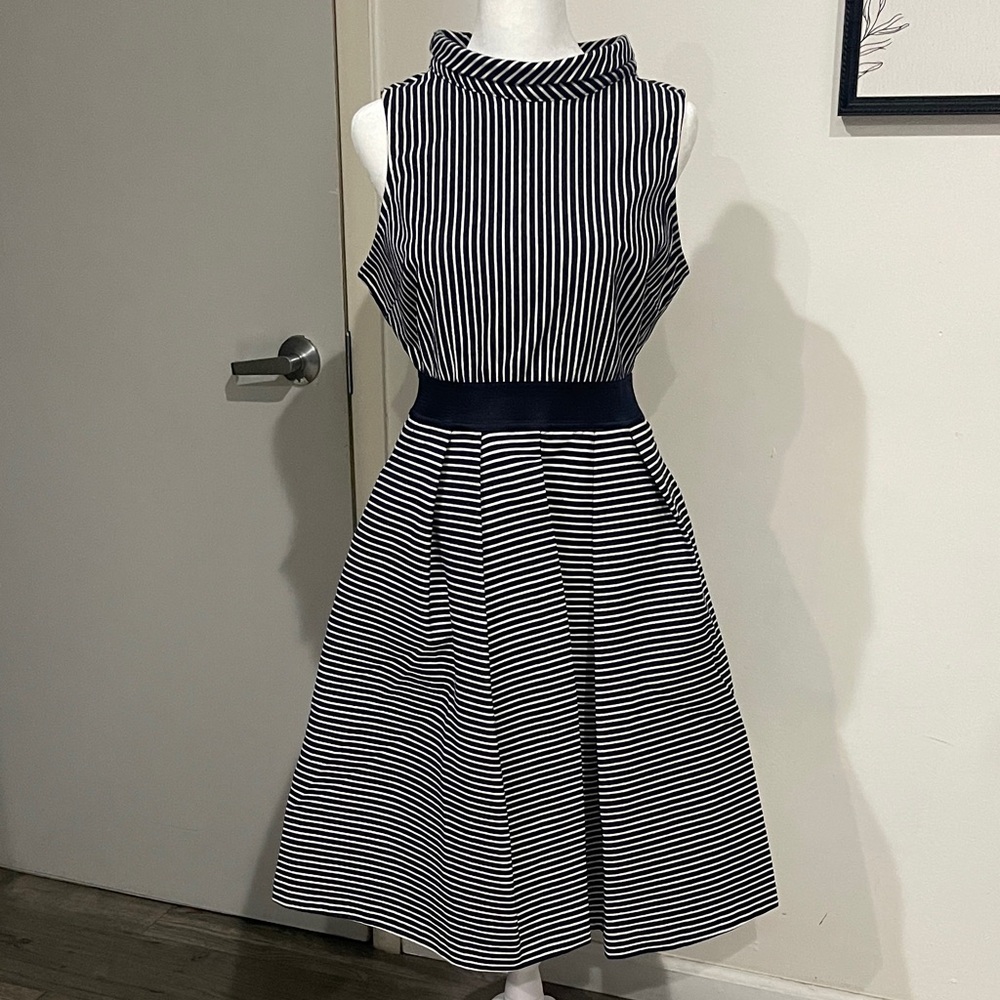 Eva Mendes for New York & Company Striped Midi Dress - Black and White